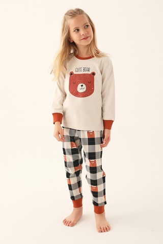 Rolypoly Bej Kız Çocuk Uzun Kol Pijama Takım Bej