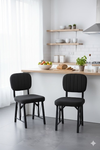 Elfin Mutfak Sandalyesi Yemek Odası Bahçe Balkon Otel Restoran Kafe Sandalyesi - 1 Adet - Siyah Siyah