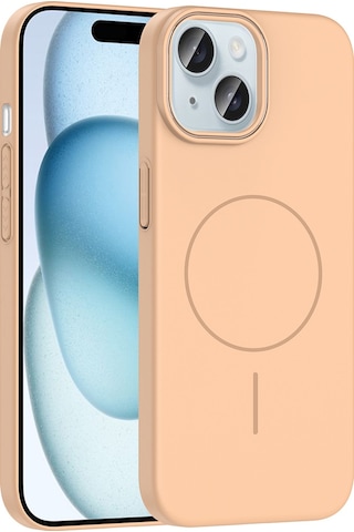 Apple Uyumlu iPhone 15 Kılıf M-safe Şarj Özellikli Zore Ruby Sert Kapak Desert Titanyum
