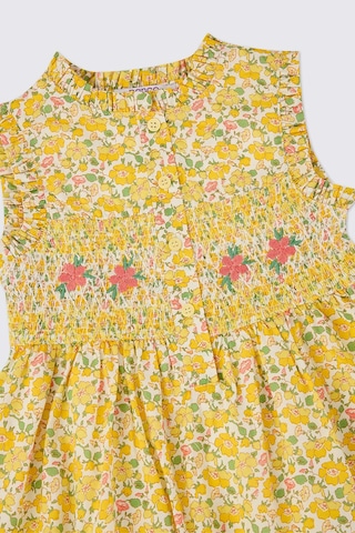 Panço Liberty Kumaş Kız Bebek Desenli Sarı Elbise