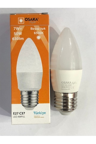 10 Adet Osaka 7w 50w 630 Lümen E27 Led Buji 6500 Kelvin Beyaz