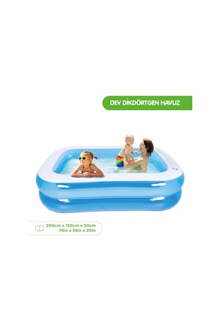 Marevia 200cm 150cm 50cm Şişme Dikdörtgen Havuz - 51257 Şeffaf - Mavi