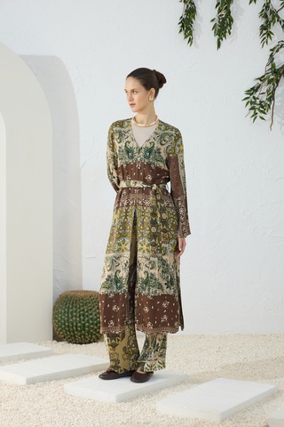 Aker Haki Desenli Britli Kimono Haki Haki