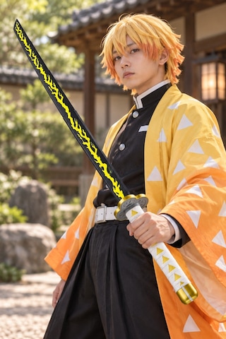 Kazanova Design Zenitsu Agatsuma Demonslayer Anime Katlanabilir Katana Detaylı Versiyon