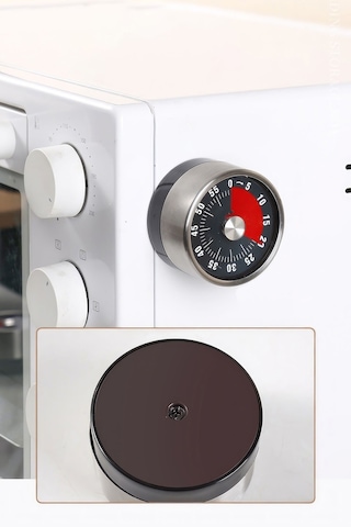 Gri Metal İçi Siyah Mekanik Mıknatıslı Klasik Zilli Mutfak Zamanlayıcı Timer Thr395sy