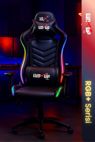 Prıme Rgb Oyuncu Koltuğu Işıklı Oyuncu Koltuğu Rgb Gamer Koltuk Siyah Deri - Rgb Aydınlatma