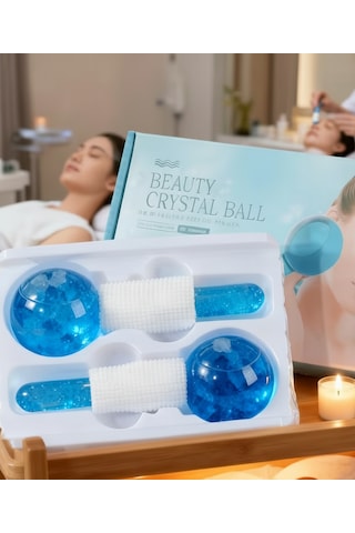 Cilt Yatıştırıcı Mavi Kristal Buz Küresi - Terapi Etkili Yüz Masaj Seti