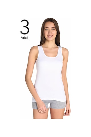 Tutku Kadın Beyaz 3'lü Paket Atlet ELF568T0136CCM3