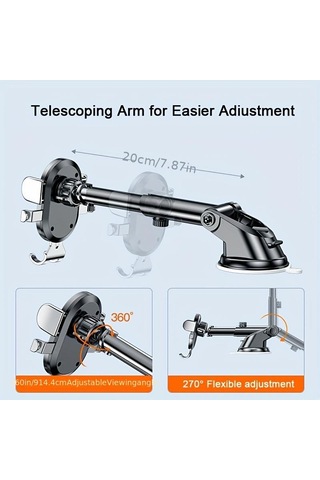 1 Adet Sucker Araç Montaj Standı Gps Araba Telefon Tutucu Uzatılabilir Kol İle Kırmızı