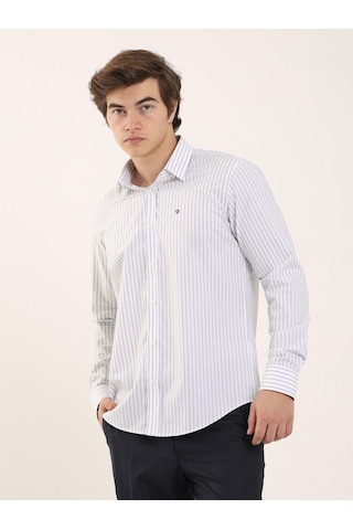 Dufy Beyaz Erkek Slim Fit Brent Yaka Uzun Kol Gömlek - 102399 Beyaz