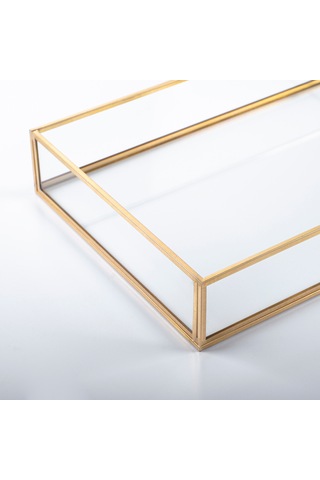 Cam Tepsi Pirinç & Gold 30x20x5cm