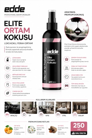 Edde Elite Araba Araç Oto Ortam Kokusu Araç Içi Kokuları Oto Parfümü 250 Ml Oto Detailing 250ml