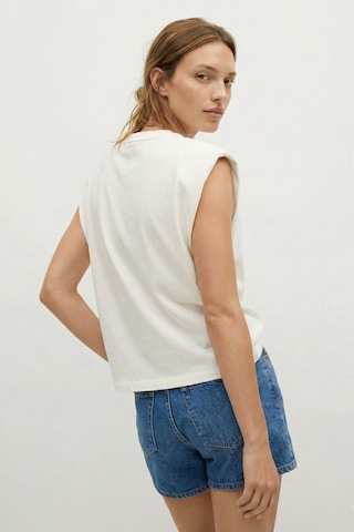 Elemge %100 Pamuk Süprem Tok Kumaş Kadın Oversize Ekru T-shirt Geniş Omuzlu Dökümlü Kolsuz Bol Kalıp