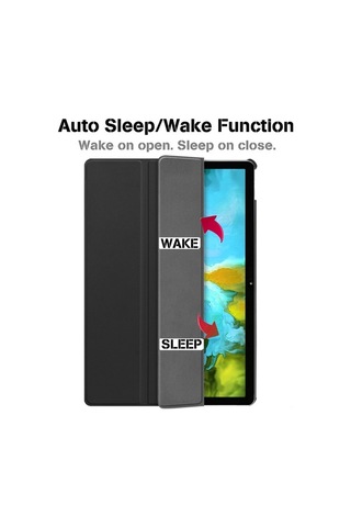 Sandwich Samsung Galaxy Uyumlu Tab S8 İçin 11'' Üç Katlı Korumalı Kılıf - Uyku/uyanma Fonksiyonu, 2 Açı Seçeneği, Siyah Kapaklı Kapaklı Kılıf