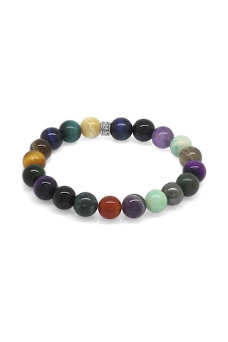 Tesbihane Küre Kesim Multicolor Doğaltaş Kombinli Genç Başarı Bilekliği Çok Renkli