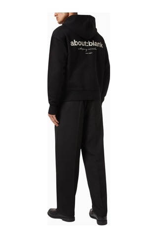 About Blank Box Logo Zip Hoodie Lüks Oversize Erkek Kapüşonlu Sweatshirt Siyah
