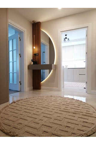 Çam Halı Enti Halı Togo 7510 Bej Geometrik Desenli Makine Halısı