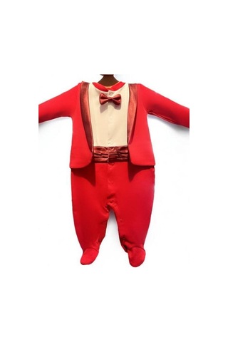 Cantoy Erkek Bebek Patikli Smokin Tulum-15336 Kırmızı