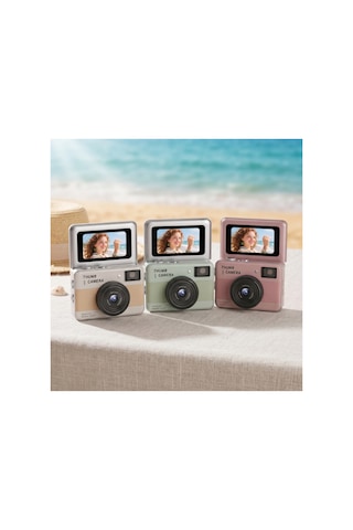 4 Adet Mini Dijital Retro Kamera 180 Dönebilen Ekran, Flaşlı Kompakt Tasarım, Selfie Vlog İçin 4k Digital Camera