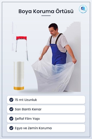 Boya Badana Eşya Koruma Yapışkanlı Hışır Örtü Mobilya Koruyucu Ku