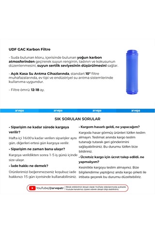 Açık Kasa Su Arıtma Cihazı Gac Karbon Filtre 3 Adet