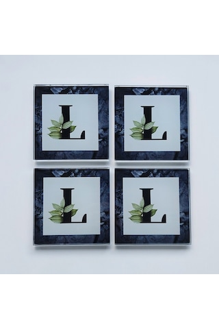 Decorita Cam Bardak Altlığı L Harfli Tasarım 4'lü Takım 10 x 10 CM Çok Renkli
