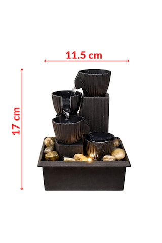 Led Işıklı Dekoratif Su Şelalesi Usb Li Masaüstü Mini Şelale Ev Ve Ofis Dekoru 17x11.5 Cm