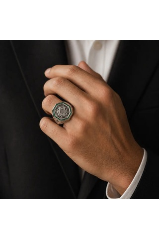 Nur Silver Gümüş Erkek Yüzük - Nur-yz83542