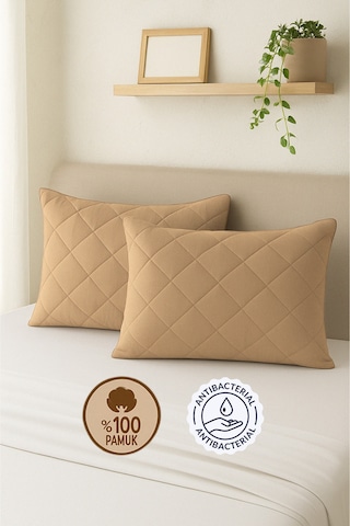 Formeya Pamukkale Alez Kahverengi %100 Pamuk Kapitone Yastık Koruyucu Alez 2 Adet 50X70 CM