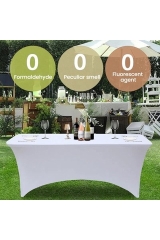 Sones 153x75x75 Cm Dikdörtgen Elastik Masa Örtüsü Otel Restoran Düğün Ziyafet Parti Uzun Masa Dekorasyonu Masa Örtüsü Beyaz Beyaz