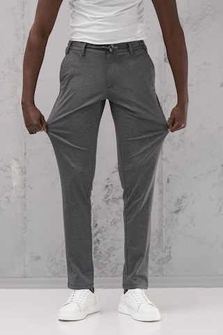 Beli Lastikli Ve İplikli Rayon Kumaş Regular Fit Likralı Jogger Pantolon gri