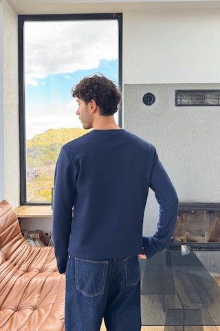 Çıt Çıtlı Oversize Uzun Kol Tişört Lacivert Lacivert