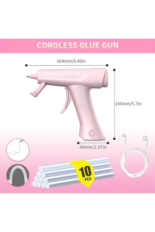 Honeybeeshop Kablosuz Sicak Tutkal Tabancasi Sesli Uyari Beyaz Yukseltme Akilli Kapanma Usb C Sarj Edilebilir 20 Adet Mini Tutkal Cubuklari İle Set