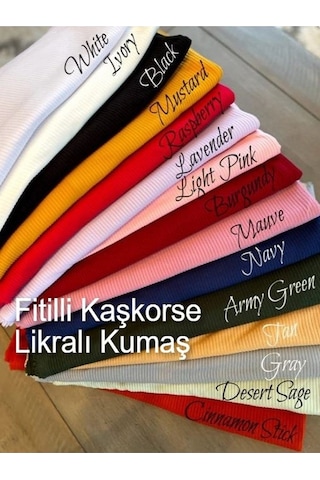 Rooted Kadın Kare Yaka T-shirt & Bluz , Likralı Fitilli Kaşkorse Kumaş Zeytin