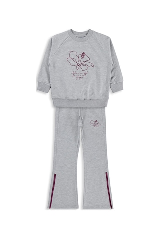 Mışıl Kids Paça Yırtmaçlı10-13 Yaş Eşofman Takımı - Gri Grimelanj