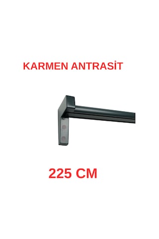 Karmen Ahşap Başlıklı İki Kanallı Dekoratif Ray Antrasit 225 Cm Antrasit