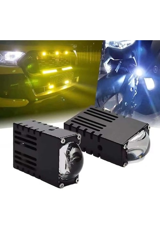 Super Slim Led Projektör Sarı Beyaz 40 W Motosiklet Sis Far Takım