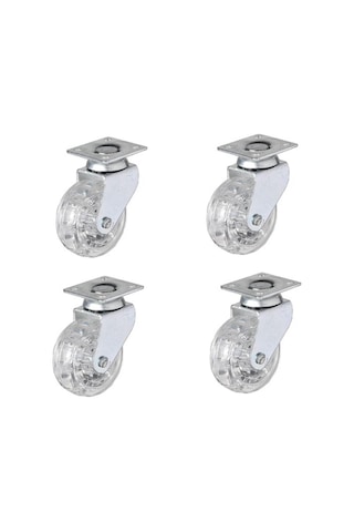 4 Adet Hts Şeffaf Makaralı Döner Tablalı Mobilya Tekeri Kod : 325