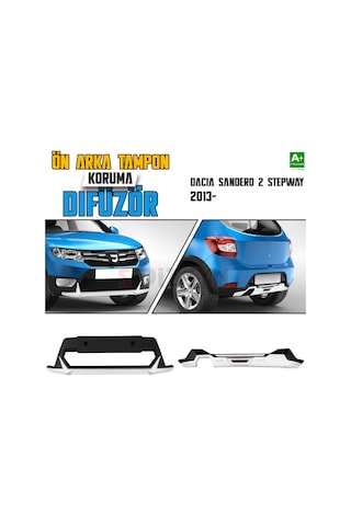 S-dizayn Dacia Sandero 2 Stepway Ön Ve Arka Tampon Koruma Difüzör Seti 2013 Üzeri A+ Kalite