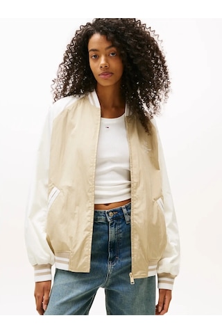 Tommy Hilfiger Tjw Souvenır Bomber Krem Kadın Bomber Ceket