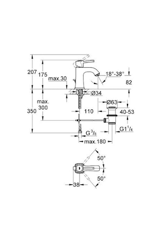 Grohe Grandera M-Boyut Lavabo Bataryası Krom 23303000