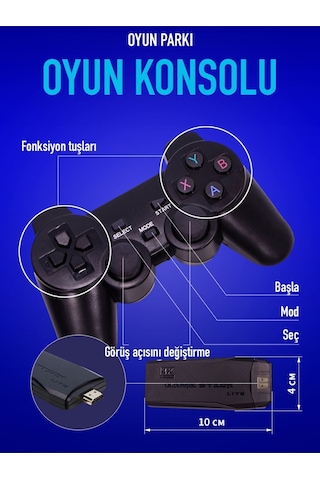 Oyun Konsolu 10000 Oyunlu Game Stick Lite 4k 64 Gb Oyun Kolu
