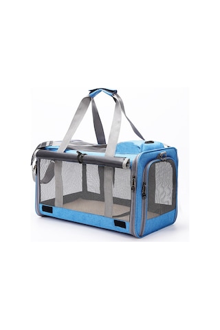 Hqgoodstore Yeni Evcil Hayvan Dışarı Taşınabilir Nefes Alabilen Katlanabilir Taşınabilir Büyük Kapasiteli İki Küçük Kedi Dışarı Çanta Mavi