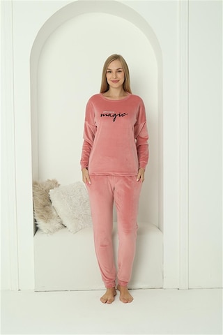 Akbeniz Kadın Kadife Pembe Pijama Takım 20624 - L Pembe
