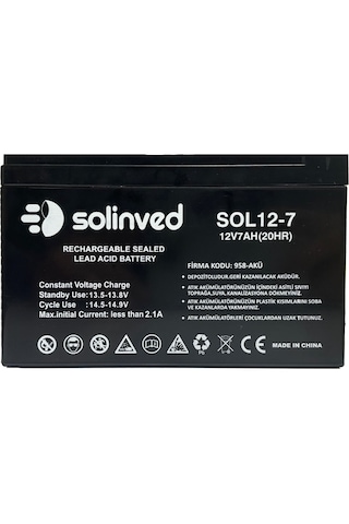 Solinved 12v 7ah Kuru Tip Akü 4 Adet