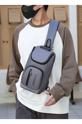 Erkekler İçin Şık Ve Fonksiyonel Tek Omuz Askılı Sırt Çantası Büyük Kapasiteli Oxford Kumaş Messenger Çanta İş Ve Günlük Kullanım İçin Pratik Erkek Çantası Gri