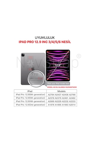 Novstrap Apple Uyumlu iPad Pro 12.9 4/5/6 Nesil İle Mıknatıslı Tak Çıkar Paper Like Ekran Koruyucu