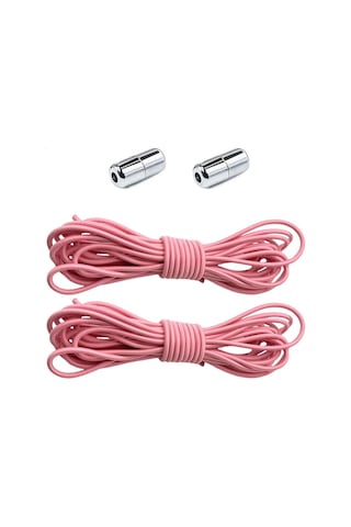 Ayarlanabilir 1 Çift Pembe Vidalı Kapsül Uçlu Yuvarlak Lastik Pratik Bağcık Pembe