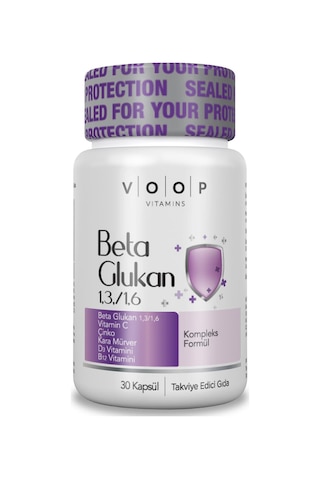 Voop Beta Glukan 13/16 Kara Mürver Vitamin C Çinko 30 Kapsül