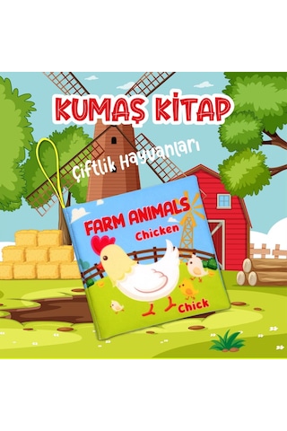 Tox Ingilizce Çiftlik Hayvanları Kumaş Sessiz Kitap E119 - Bez Kitap